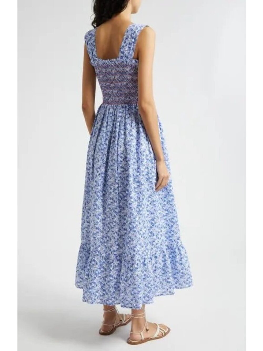 🆕 Mille Garden Smocked Floral Midi Dress Cotton Medium 6-8 - Picture 3 of 12